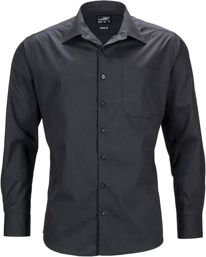 Daiber Heren Longsleeve Zakelijk Shirt (Zwart)