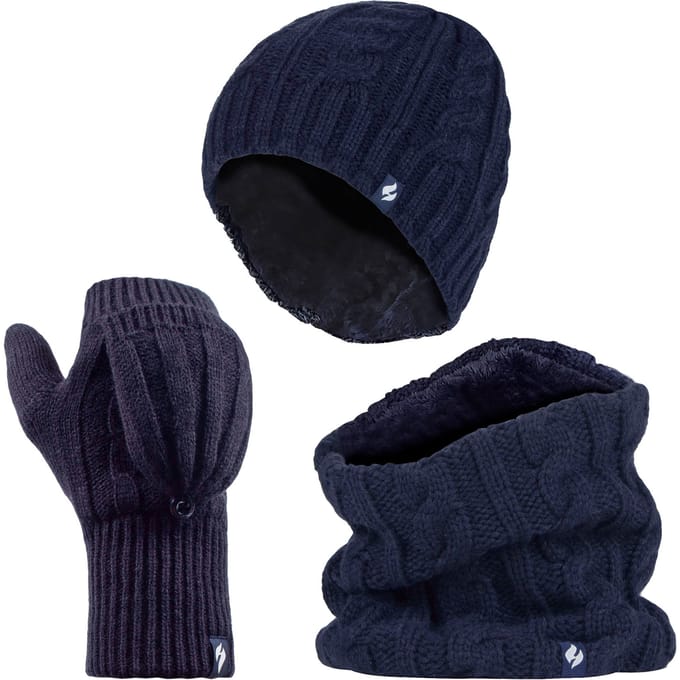 Heat Holders dameshoed, nekwarmer handschoenen set - Marine