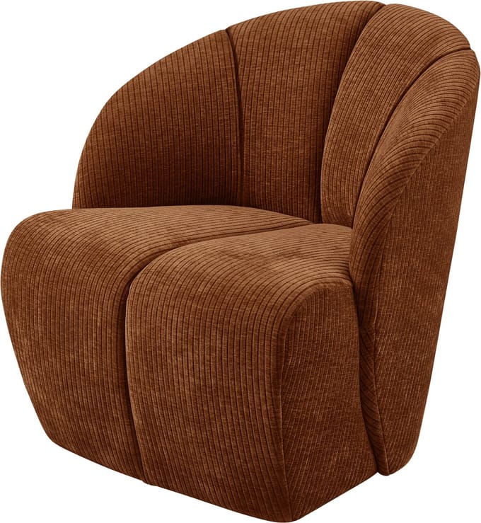 WOOOD Mojo Draaifauteuil - Ribstof - Roest Bruin - 75x68x77