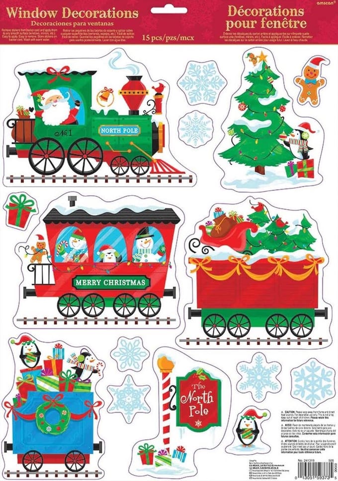 Amscan Wand- En Raamdecoratie Trein 45 Cm Vinyl Groen/rood