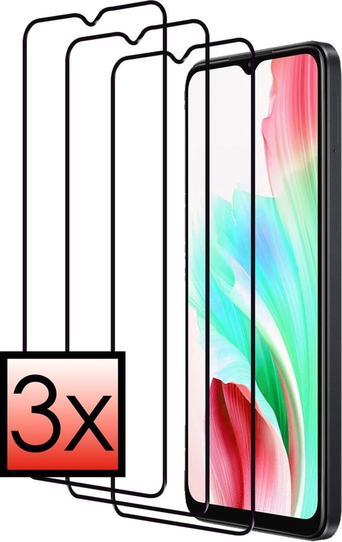 Screenprotector - 3 Stuks - Geschikt voor OPPO A18 - Full Cover - Beschermglas - Gehard Glas - Tempered Glass - Screen Protector