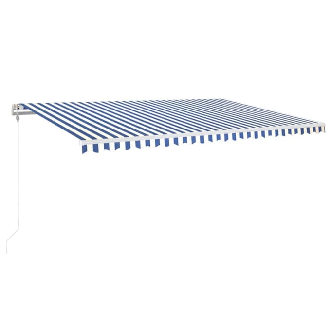 vidaXL - Luifel - automatisch - uittrekbaar - 500x350 - cm - blauw - en - wit