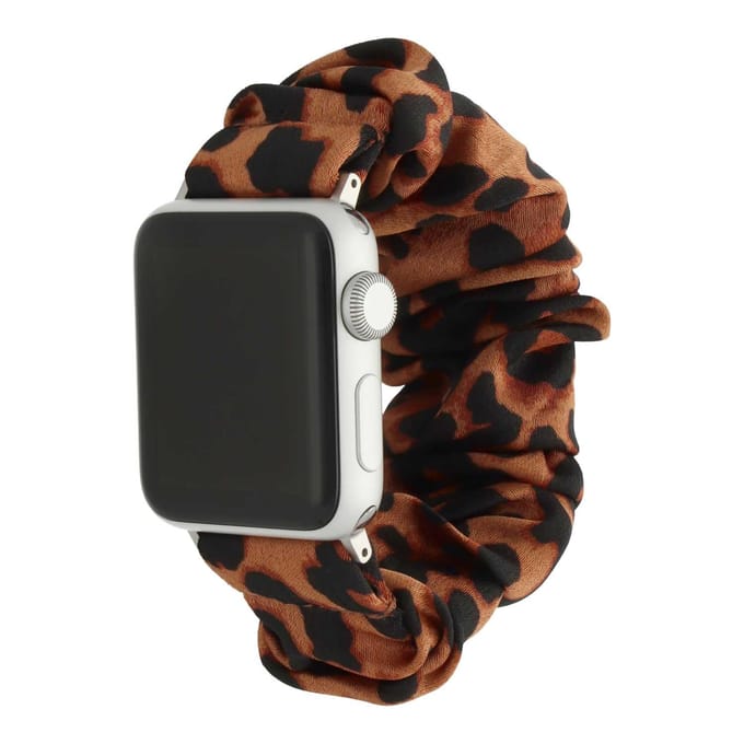 2+1 | Apple Watch Bandje Savara - Scrunchie - Nylon - Panter Bruin
