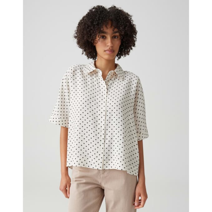 Regular fit blouse met korte mouwen van modalmix model 'Farise polkadot'
