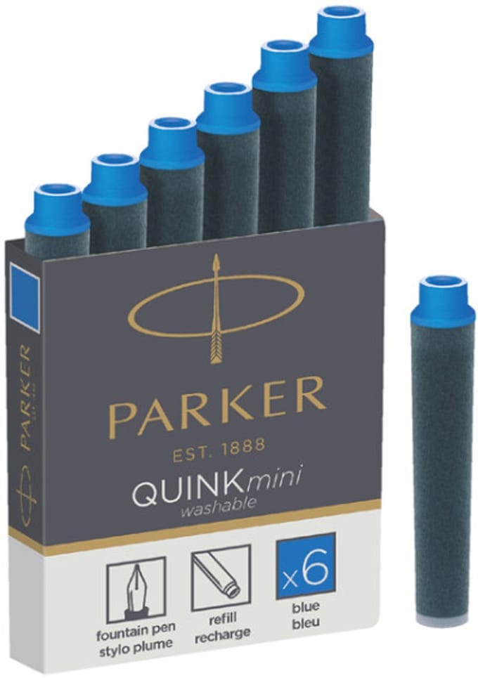 Tintenpatrone Parker Quink mini für Parker esprit königsblau, Packung mit 6 Stück