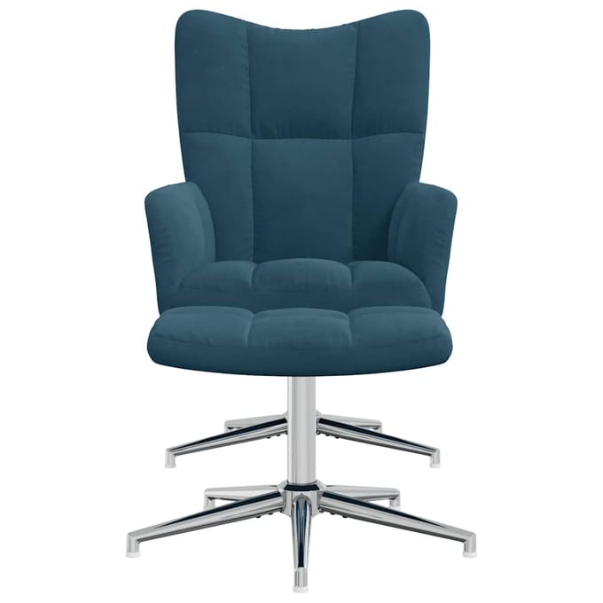 vidaXL - Relaxstoel - met - voetenbank - fluweel - blauw