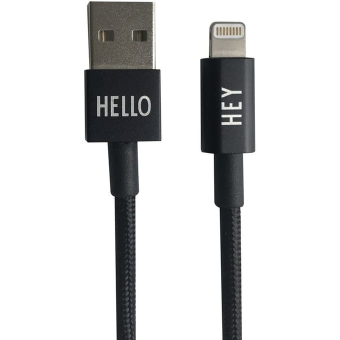 DESIGN LETTERS - HEY oplaadkabel - zwart - iPhone/iPad-aansluiting