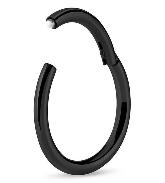 Zwarte Titanium Segment Ring 8 mm (1,2 mm dik) met Scharnier – RH-Jewelry [High Quality Piercing]