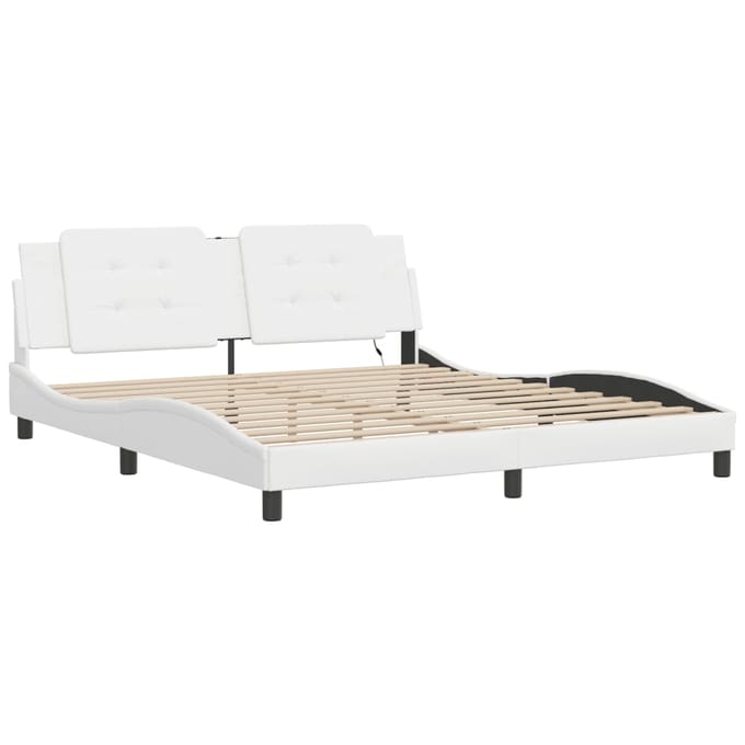 vidaXL - Bedframe - met - LED - zonder - matras - "Zadar" - wit - 180x200 - cm