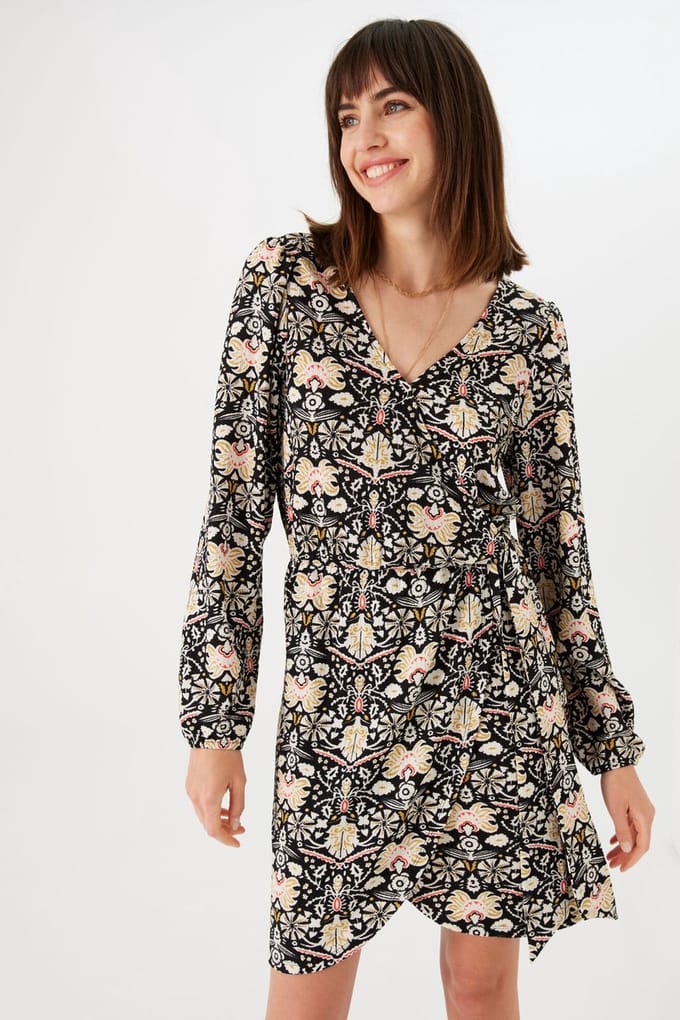 GARCIA Dames All over print Jurk Zwart Long mouw