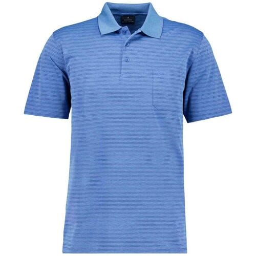 Ragman Polo Duo Fine Line Soft Knit Easy Care Aqua / male
