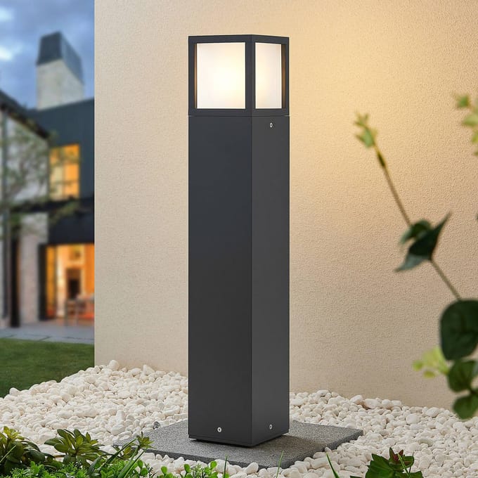 Lucande - Tuinpad verlichting - 1licht - Gegoten aluminium, polycarbonaat - H: 65 cm - E27 - donkergrijs