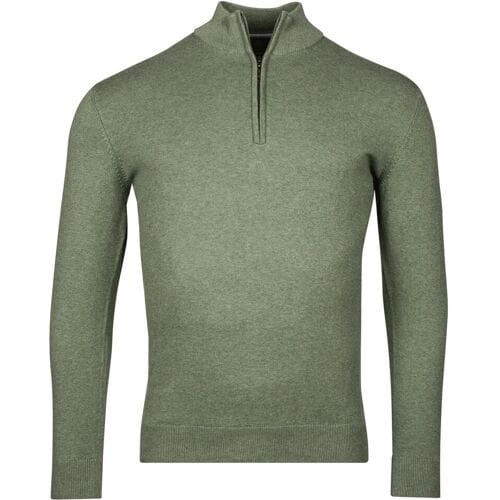 Baileys Trui Luxury Pima Cotton Half Zip Collar Single Knit Olive Green Melange / male