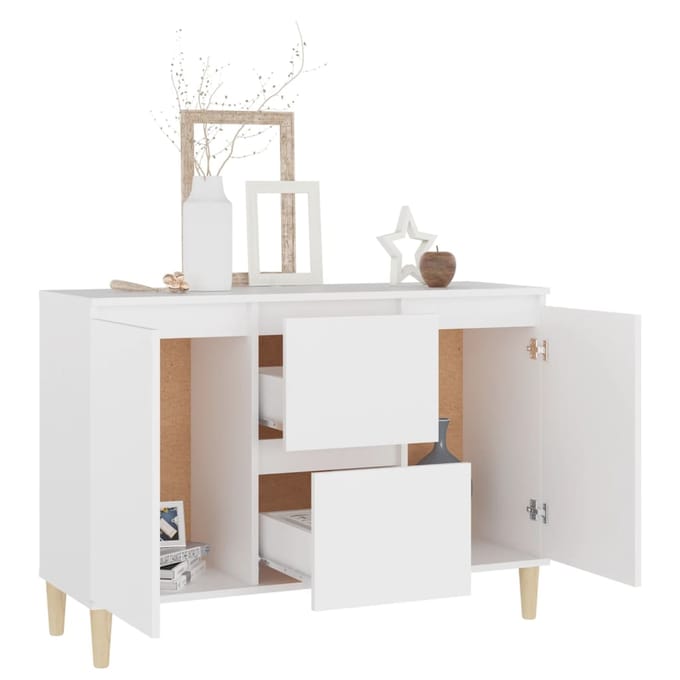 vidaXL - Dressoir - 101x35x70 - cm - bewerkt - hout - wit