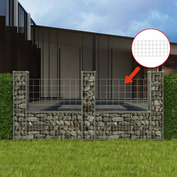 vidaXL - Gabion - mand - U-vormig - 240x20x100 - cm - staal