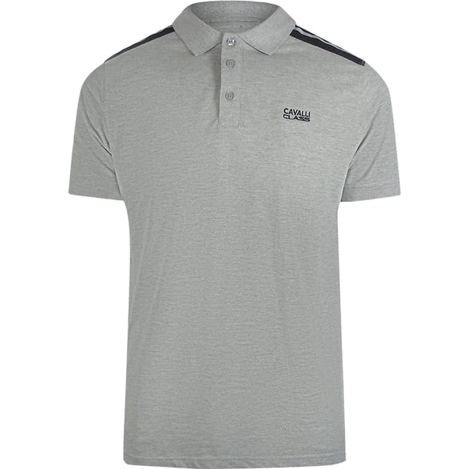 Cavalli Class Getapete Schouders Grijs Poloshirt