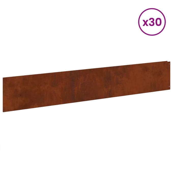 vidaXL - Gazonrand - 30 - st - 100 - x - 18 - cm - Staal - Roestkleurig