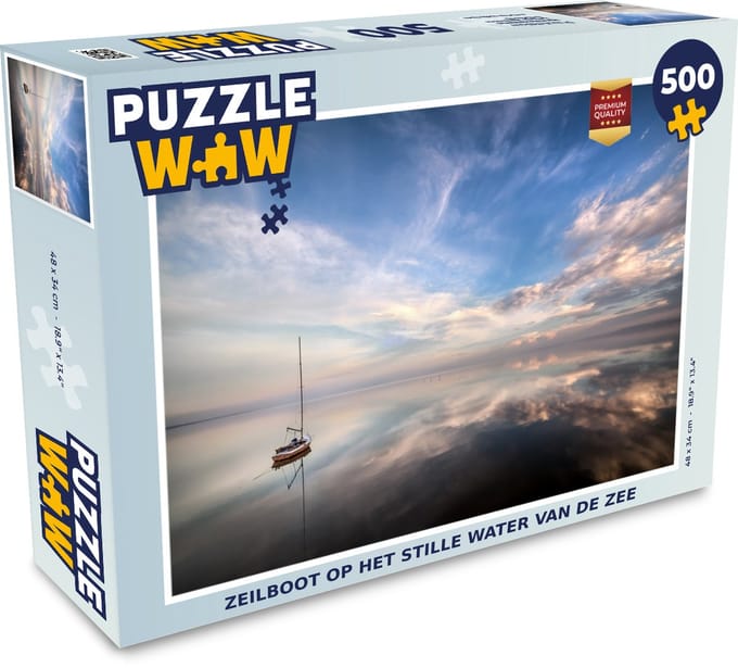 Puzzel Zeilboot op het stille water van de zee - Legpuzzel - Puzzel 500 stukjes