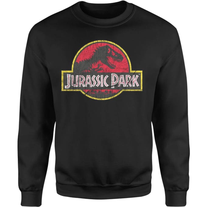 Jurassic Park Logo Vintage Sweatshirt - Black - S