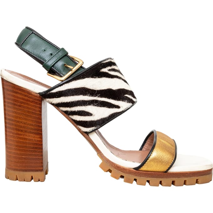 Marni Geverfde Kalfsleren Blokhak Sandalen - '20s