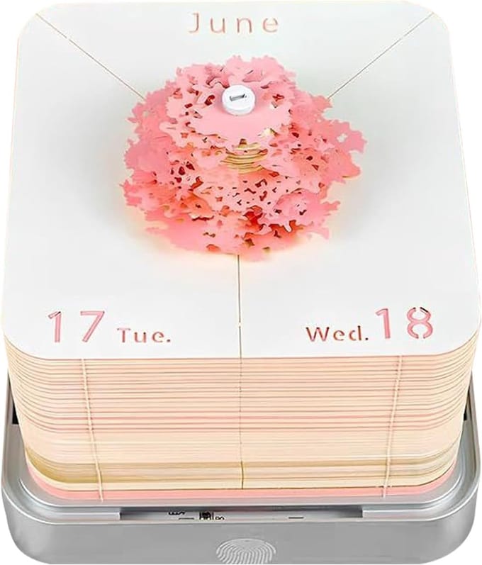 Bureaukalender 3D - Kladblok Kalender - Dagelijkse Planning - Bloemenboom Sculptuur - 9.8 x 9.8 cm - Multicolor