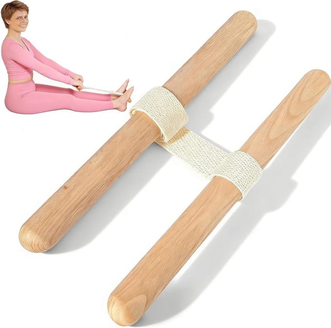 Rugtrainer - Rugstrekker Flexibiliteitstrainer - Spierontspanning - Verstelbare Lengte - 40.5 cm - Natuurhoutkleur