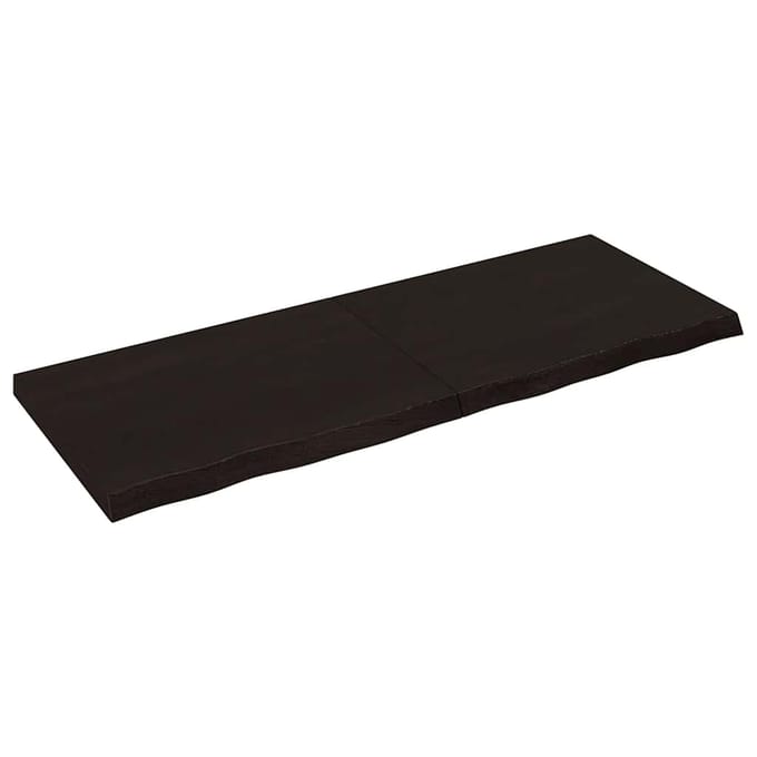 vidaXL - Wastafelblad - 160x60x(2-6) - cm - behandeld - massief - hout - donkerbruin