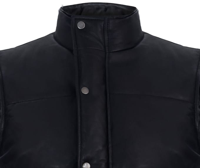 Puffer warmer vest Mouwloos gewatteerd leren jack