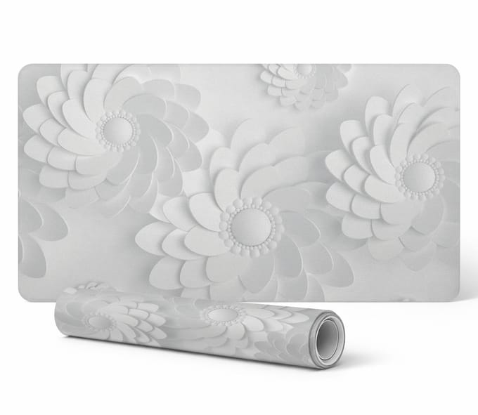 Antislip gaming bureaumat van vinyl met bloemenspiralen, 90x45 cm