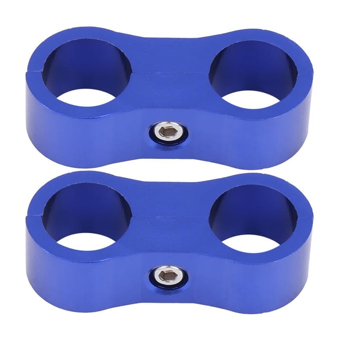 2 stuks AN6 gevlochten slangscheider klem fitting adapter beugel universeel blauw blue