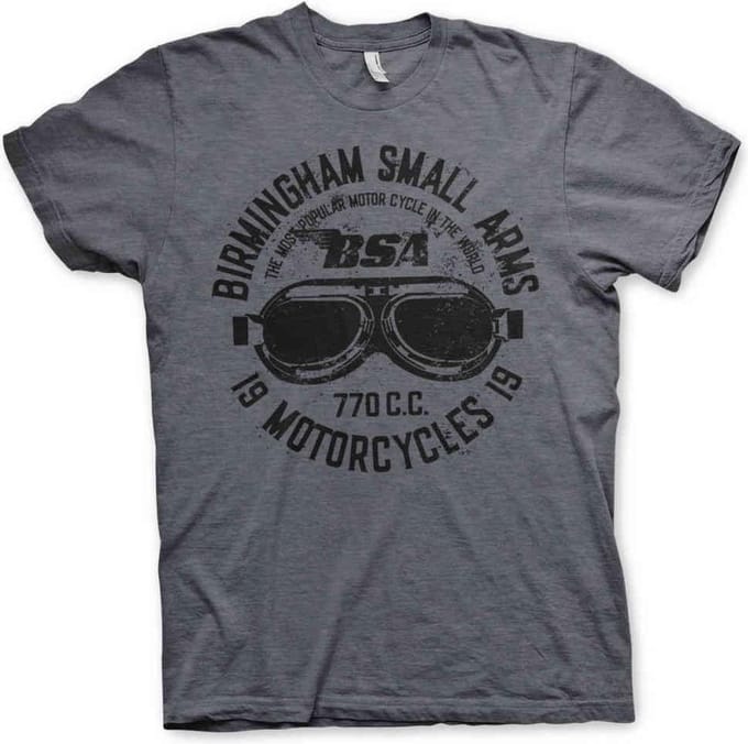 BSA Heren Tshirt -M- Birmingham Small Arms Goggles Grijs