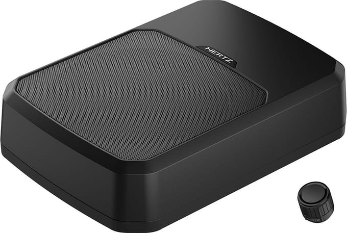 Hertz DBA 201 F | Compacte Underseat Subwoofer | 220 Watt RMS | met Basregelunit