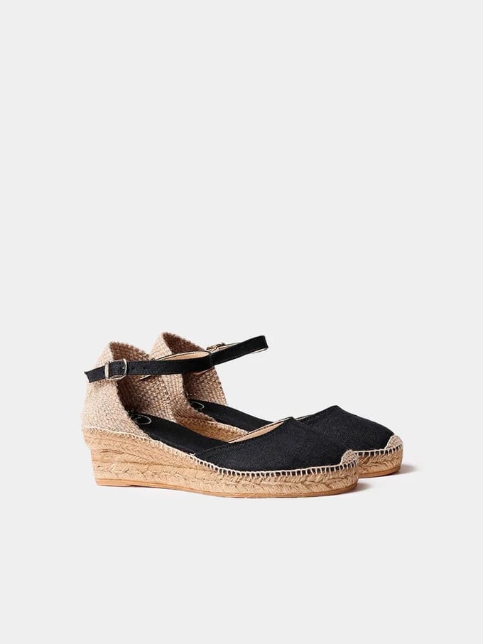 Espadrilles met middelhoge sleehak en striksluiting voor dames | ROMINA