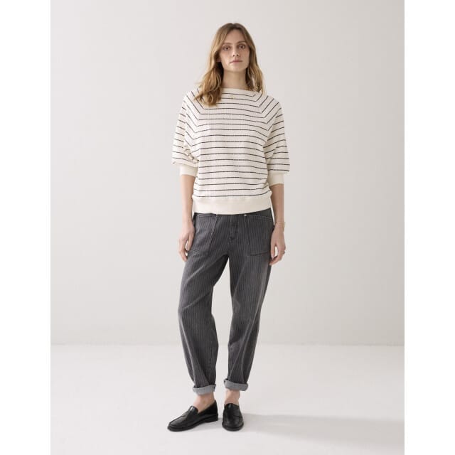 Summum Jersey Striped Sweat  Ecru 3s5252-30772