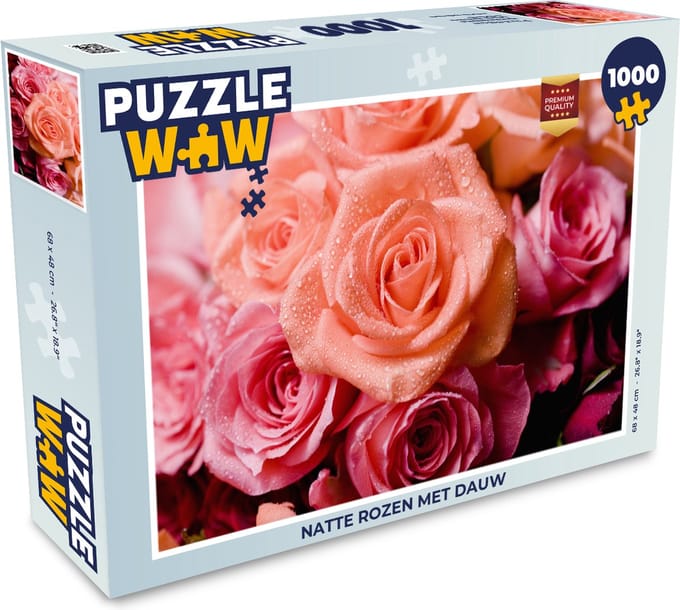 Puzzel Natte rozen met dauw - Legpuzzel - Puzzel 1000 stukjes volwassenen
