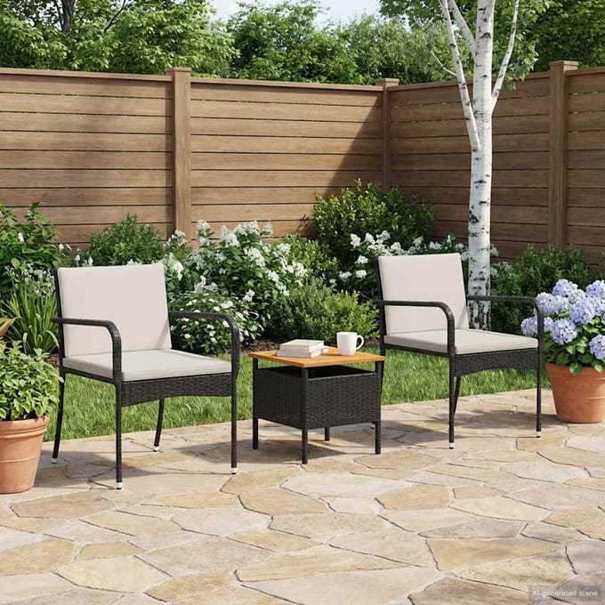 vidaXL - Tuinset - Zwart - poly - rattan