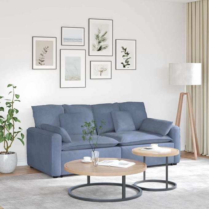 vidaXL Modulaire bank met kussens blauw