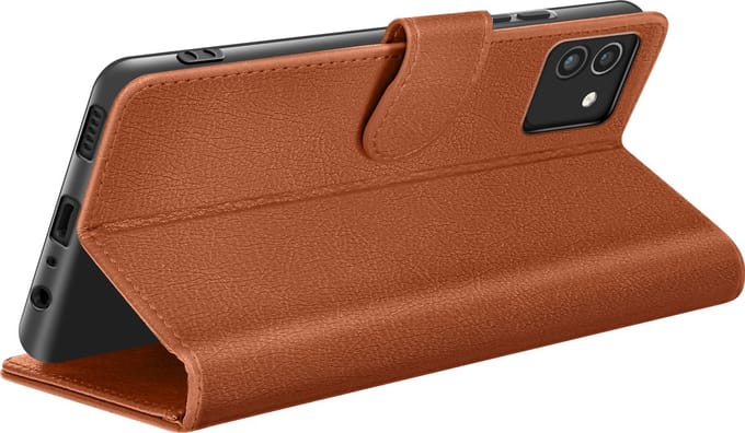 Zanae, Hoesje geschikt voor Galaxy A03 - Wallet Case & Magneetsluiting, Bruin