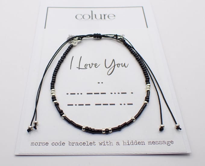 Colure® morse code armband glanzendzwart I Love You