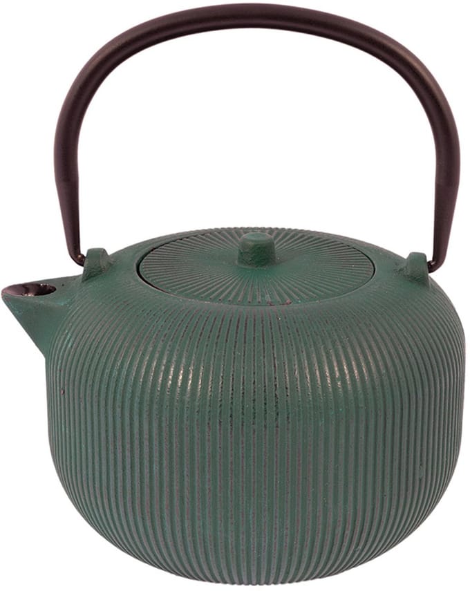 Point-Virgule geribbelde theepot uit gietijzer 350ml interne emaillaag Forest Green
