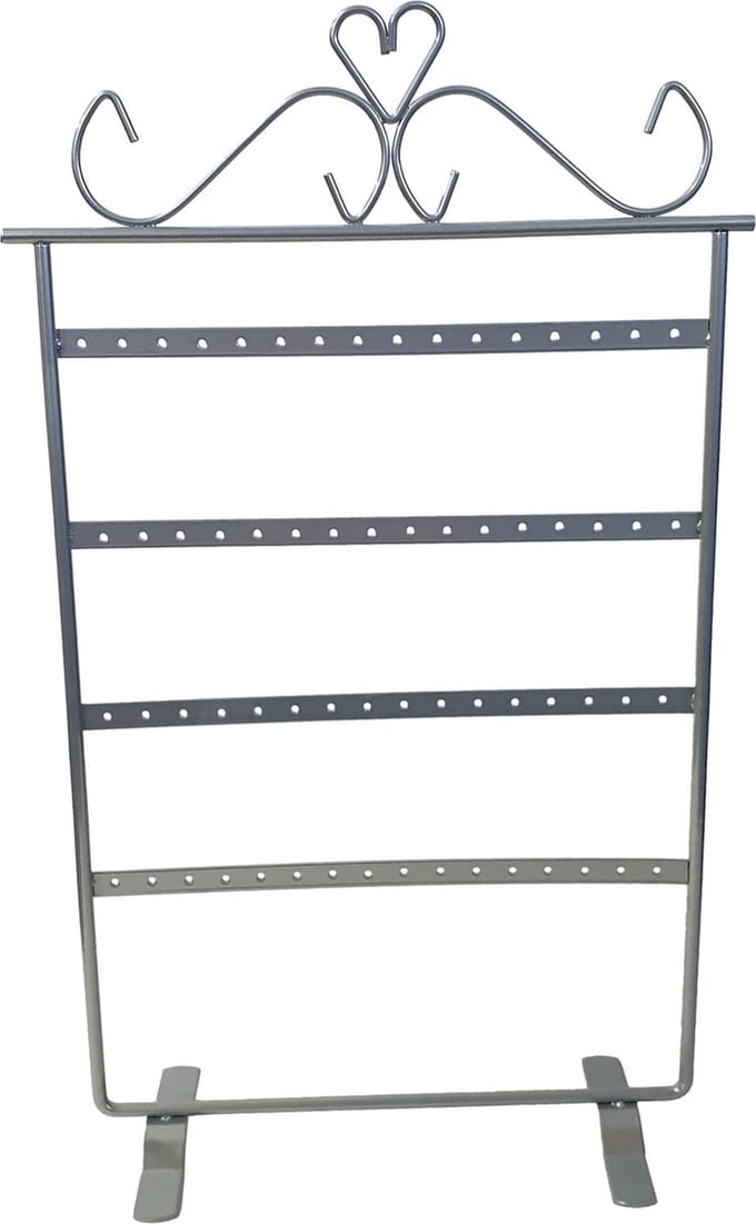 Ilènne - Oorbellenrekje - Zilver Grijs- 32 paar - 21x9x37cm - Metaal