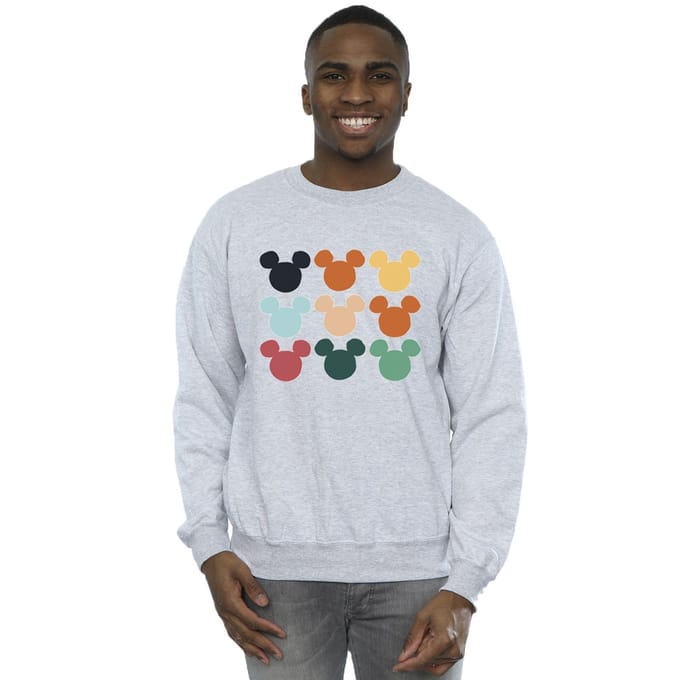 Disney Heren Mickey Mouse Hoofden Vierkant Sweatshirt (Sportgrijs)