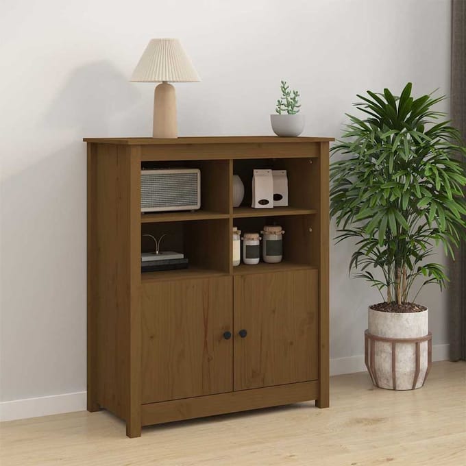 vidaXL - Dressoir - 83x41,5x100 - cm - massief - grenenhout - honingbruin