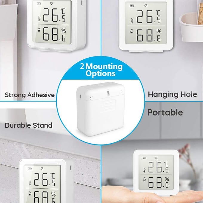Slimme WiFi Vochtigheidssensor Hygrometer Buiten Binnen Thermometer Digitaal LCD-scherm Temperatuur wit