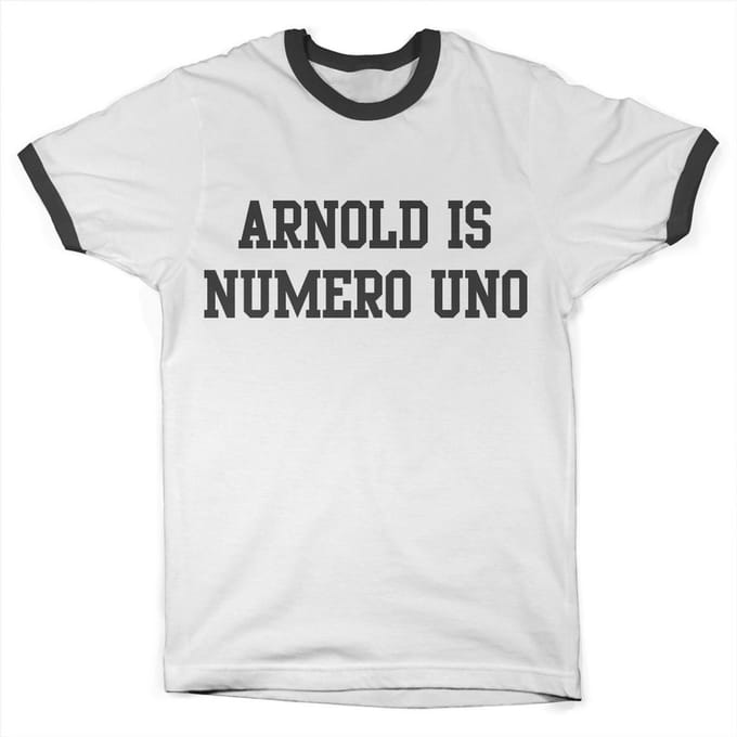 Hybris Arnold is Numero Uno Ringer Tee T-shirt White-Black