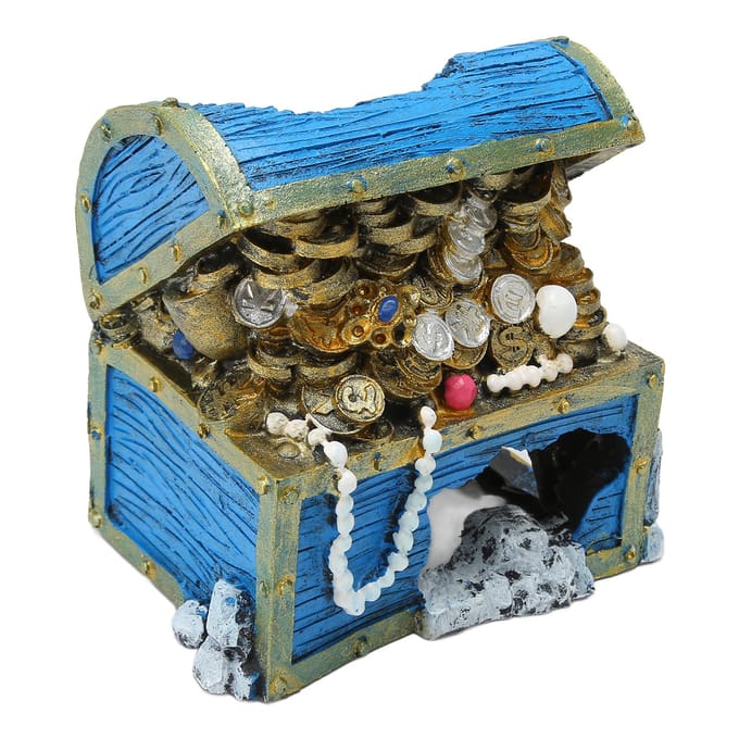 Aquarium Schatkist Ornament Hars Schatkist Doos Schuilplaats voor Aquarium Landschap black