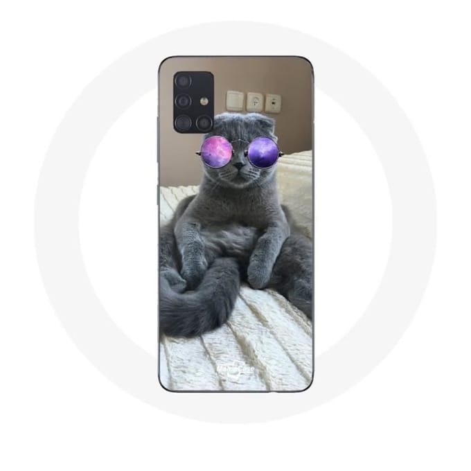 Samsung Galaxy A51 hoesje Kat met paarse bril