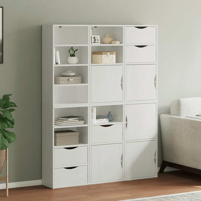 vidaXL - Bijzetkasten - 6 - st - ODDA - 40x24x79 - cm - massief - grenenhout - wit - wit
