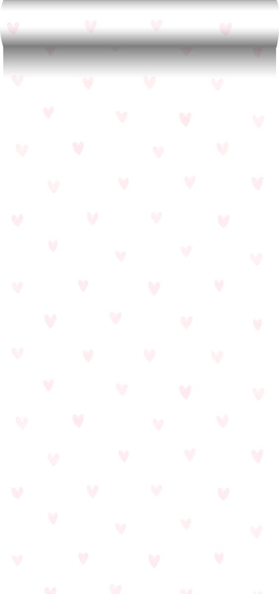 ESTAhome behang hartjes licht roze en wit - 53 cm x 10.05 m - 138915