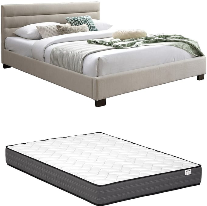 Vente-unique Bedframe stof beige 160 x 200 cm